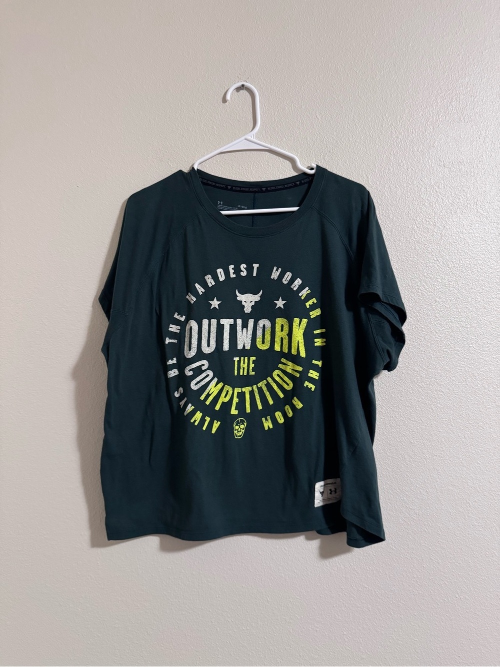 Under Armour Dark Green 'Outwork The Competition' Graphic Tee